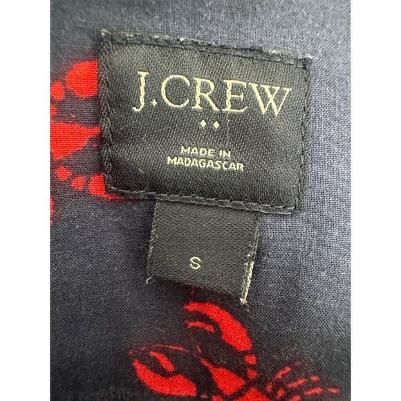 J Crew Men's Small Navy Red Lobster Short Sleeve Button Down Top Nautical - Picture 4 of 5